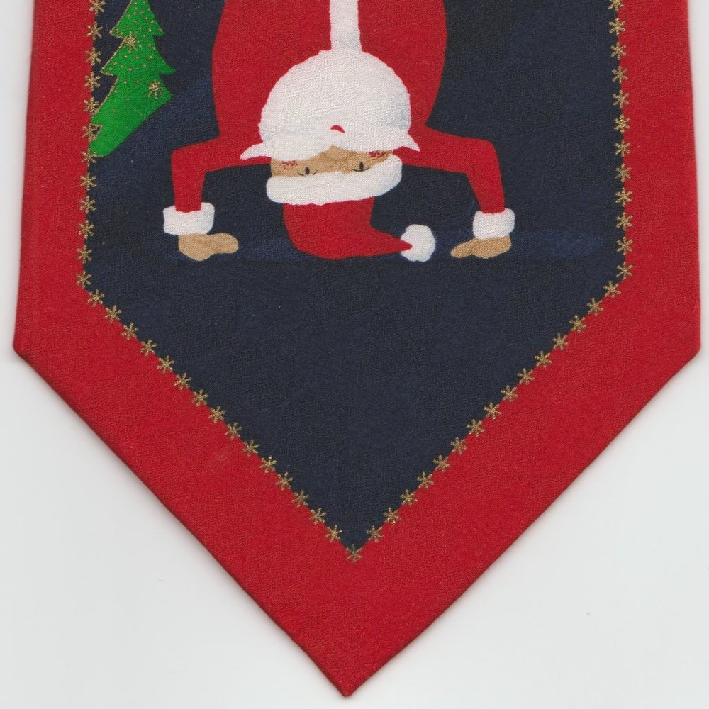 HALLMARK - COOL YULE 100% SILK NECKTIE - CHRISTMAS = SANTA - SNOWMAN - RUDOLPH